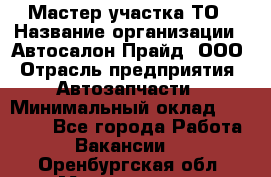 Мастер участка ТО › Название организации ­ Автосалон Прайд, ООО › Отрасль предприятия ­ Автозапчасти › Минимальный оклад ­ 20 000 - Все города Работа » Вакансии   . Оренбургская обл.,Медногорск г.